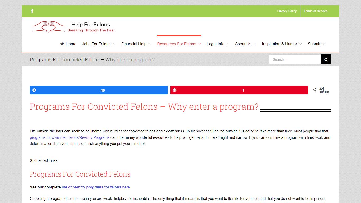 Programs For Convicted Felons - Help For Felons